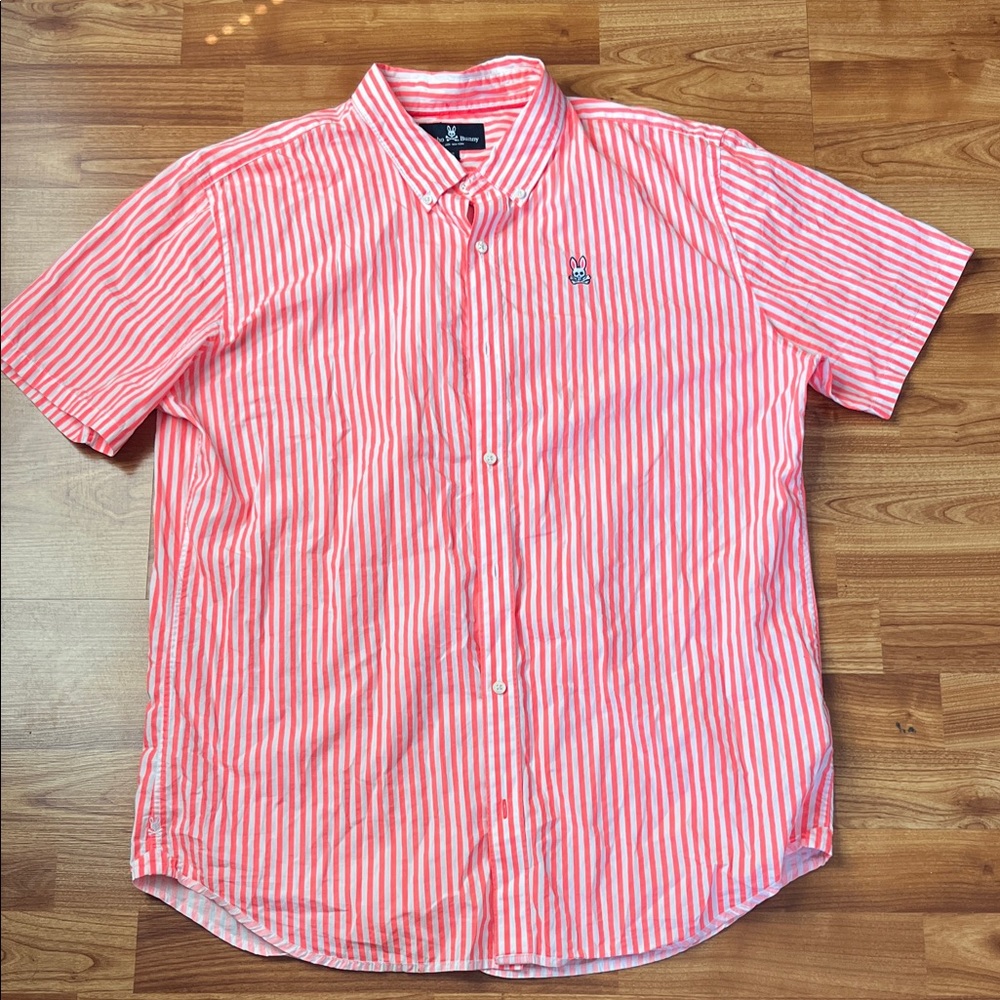 Psycho Bunny | orange - white | and White Striped Button Down Shirt